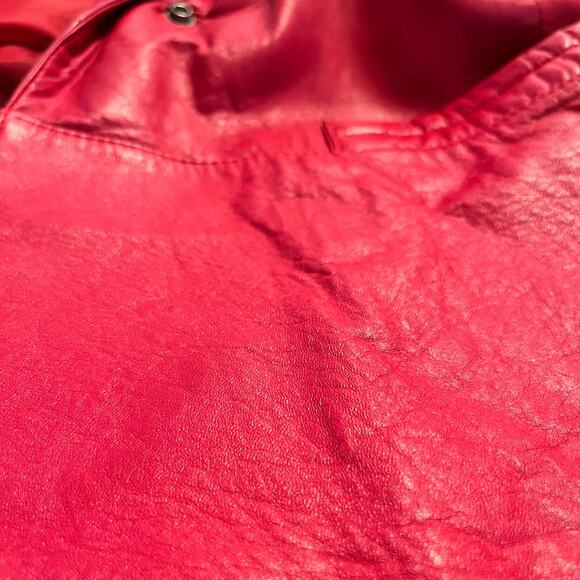 Vintage 80s Wilson Red Leather Jacket Size Small Boxy Belted - Picture 15 of 16